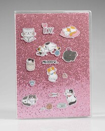 NIO-0004 PEMBE KEDİ SİMLİ DEFTER - Thumbnail
