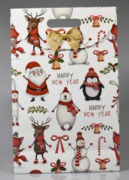 4nio - NIO-0018 BEYAZ YILBAŞI FİGÜRLÜ FİYONK POŞET