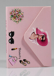 NIO-0038 MİNİ PEMBE ŞAPKALI ZARF DEFTER - Thumbnail