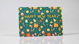 4nio - NİO-0040 YEŞİL HAPPY NEW YEAR KARPOSTAL