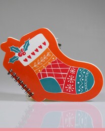 4nio - NIO-0041 KIRMIZI ÇORAP ŞEKİLLİ YILBAŞI NOT DEFTER