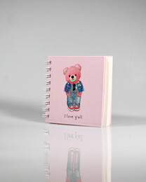 NIO-0044 PEMBE AYI MİNİ SPİRAL DEFTER - Thumbnail