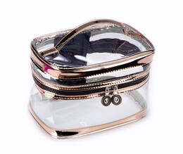 4nio - NIO-0051 ROSE GOLD ŞEFFAF KOZMETİK ÇANTASI 4nio - NIO-0051 ROSE GOLD ŞEFFAF KOZMETİK ÇANTASI