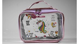 4nio - NIO-0058 MOR UNICORN ŞEFFAF ÇANTA