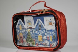 4nio - NIO-0058 YILBAŞI MAVİ EV SİMLİ ŞEFFAF ÇANTA