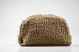 4nio - NIO-0059 KAHVE PELUŞ MAKYAJ ÇANTA